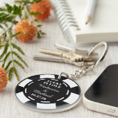 Las Vegas Casino Poker Chip Wedding Favor Sleutelhanger (Voorkant Rechts)