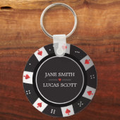 Las Vegas Casino Poker Chip Wedding Favor Sleutelhanger (Voorkant)