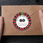 Las Vegas Casino Roulette Wiel Dank u Ronde Sticker<br><div class="desc">Las Vegas staat bekend om zijn glamoureuze en extravagante levensstijl, en wat is een betere manier om de essentie vast te leggen dan het te integreren in een huwelijksthema? Een populaire keuze onder Las Vegas casino thema bruiloft design is een roulette wiel ontwerp. Het roulettewiel is niet alleen een symbool...</div>
