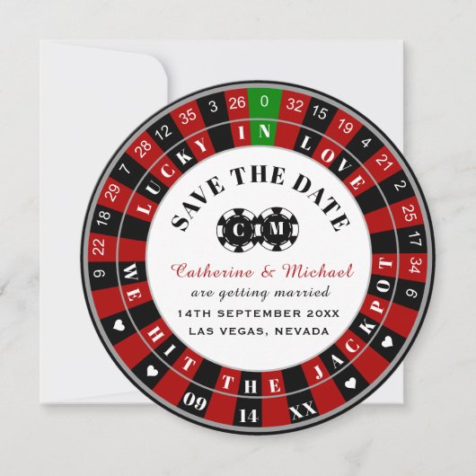 Las Vegas Casino Roulette Wiel Save The Date (Voorkant)