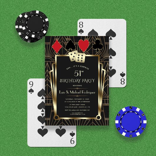 Las Vegas Casino Royale Art Deco 51ste verjaardag Kaart