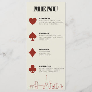 Las Vegas Casino Skyline bruiloft receptie Menu