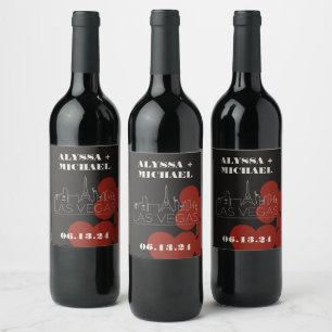 Las Vegas Casino Skyline Spelen Kaart Wedding Wijn Etiket