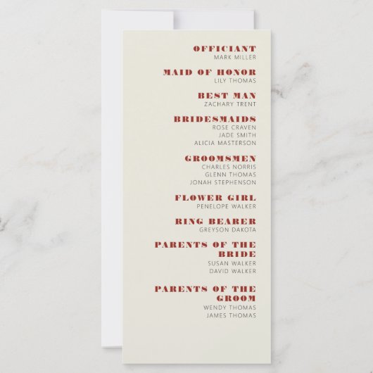 Las Vegas Casino Skyline Wedding Programma (Achterkant)