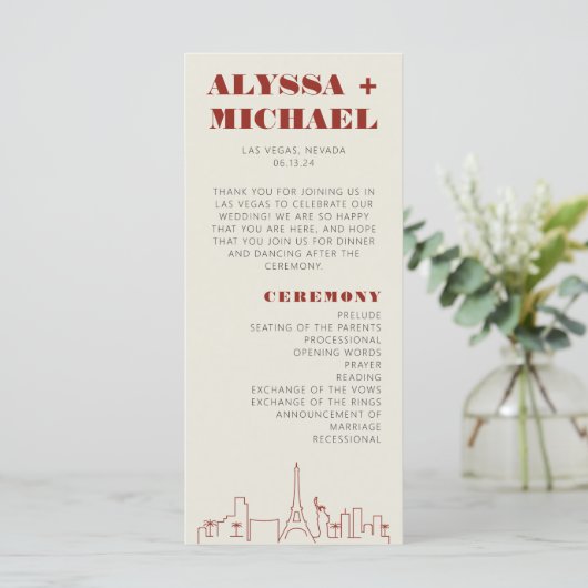 Las Vegas Casino Skyline Wedding Programma (Staand voorkant)