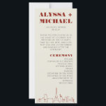 Las Vegas Casino Skyline Wedding Programma<br><div class="desc">Een leuke en moderne bestemming bruiloft Las Vegas skyline bruiloft programma dat een speciale aangepaste detail zal toevoegen aan uw Las Vegas evenement! Dit huwelijksprogramma heeft een moderne rendering van de skyline van Las Vegas, en volledig aanpasbaar lettertype en tekst op een ivoorcrèmeachtergrond. Ideaal voor een trendy, modern of klassiek...</div>