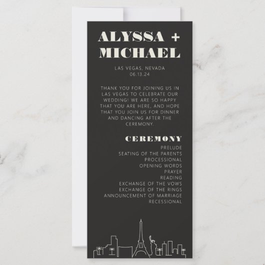 Las Vegas Casino Skyline Wedding Programma (Voorkant)