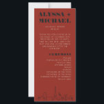 Las Vegas Casino Skyline Wedding Programma<br><div class="desc">Een leuke en moderne bestemming bruiloft Las Vegas skyline bruiloft programma dat een speciale aangepaste detail zal toevoegen aan uw Las Vegas evenement! Dit huwelijksprogramma beschikt over een moderne skyline van Las Vegas, en volledig aanpasbaar lettertype en tekst op de rode achtergrond van het casino. Ideaal voor een trendy, modern...</div>