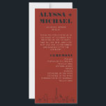 Las Vegas Casino Skyline Wedding Programma<br><div class="desc">Een leuke en moderne bestemming bruiloft Las Vegas skyline bruiloft programma dat een speciale aangepaste detail zal toevoegen aan uw Las Vegas evenement! Dit huwelijksprogramma beschikt over een moderne skyline van Las Vegas, en volledig aanpasbaar lettertype en tekst op de rode achtergrond van het casino. Ideaal voor een trendy, modern...</div>