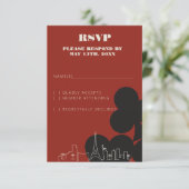 Las Vegas Casino Skyline Wedding RSVP Kaarten (Staand voorkant)