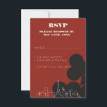 Las Vegas Casino Skyline Wedding RSVP Kaarten<br><div class="desc">Een leuke en moderne huwelijksuitnodiging RSVP response enclosure kaart om aanwezigheidsreactie te krijgen voor uw evenement in Las Vegas! Deze uitnodiging RSVP kaart is voorzien van grafiet zwart vet speelkaart pak graphics, een moderne Las Vegas skyline rendering, en volledig aanpasbaar lettertype en tekst op casino rode achtergrond. Op de achterkant...</div>