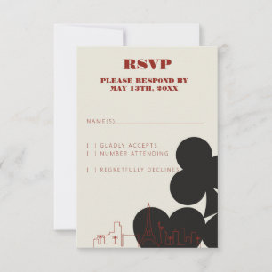 Las Vegas Casino Skyline Wedding RSVP Kaarten