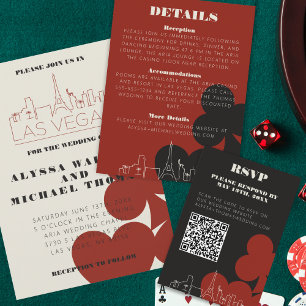 Las Vegas Casino Skyline Wedding RSVP QR-code Informatiekaartje