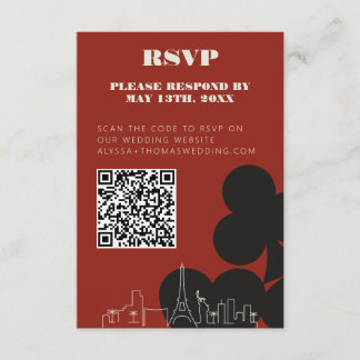 Las Vegas Casino Skyline Wedding RSVP QR-code Informatiekaartje