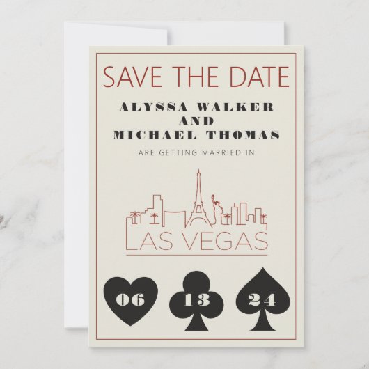 Las Vegas Casino Skyline Wedding Sla de datum op Kaart (Voorkant)