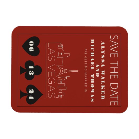 Las Vegas Casino Skyline Wedding Sla de datum op Magneet (Horizontaal)