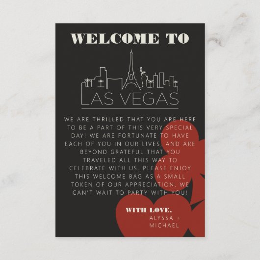 Las Vegas Casino Skyline Wedding Welcome Bag Kaart (Voorkant)