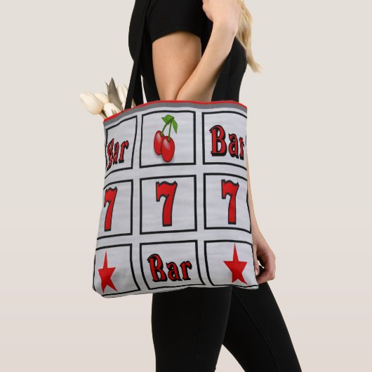 Las Vegas Casino Slot Machine Design met Red Tote Bag (Dichtbij)
