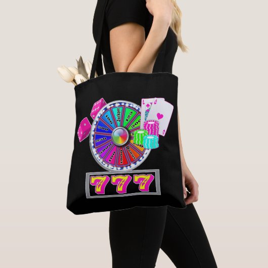 Las Vegas Casino Slot Wheel Cards Dice and Sevens Tote Bag (Dichtbij)