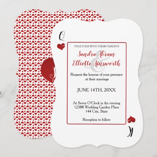 Las Vegas Casino speelkaarten Red Hearts Wedding Kaart (Voorkant / Achterkant)