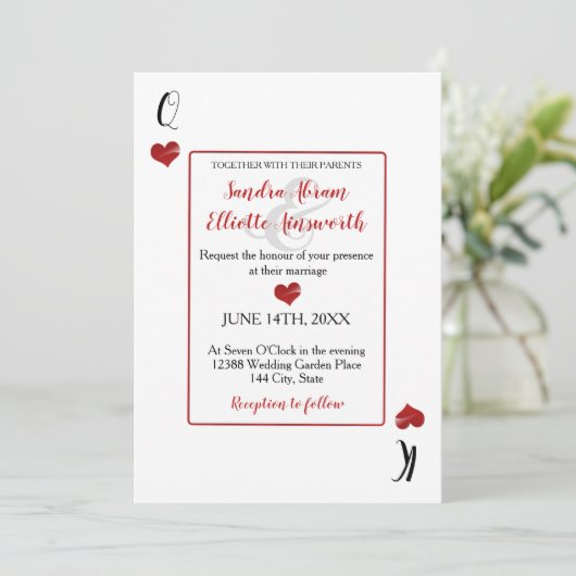 Las Vegas Casino speelt kaarten Rode harten bruilo (Staand voorkant)