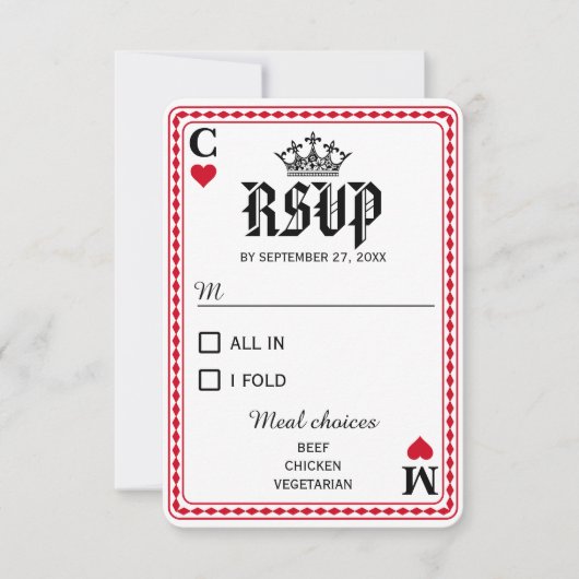 Las Vegas Casino Spelen Kaart Bruiloft RSVP (Voorkant)