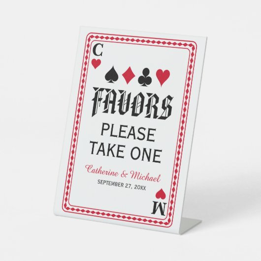Las Vegas Casino Spelen Kaart Trouwgunsten Reclamebord Met Voetstuk (Voorkant)