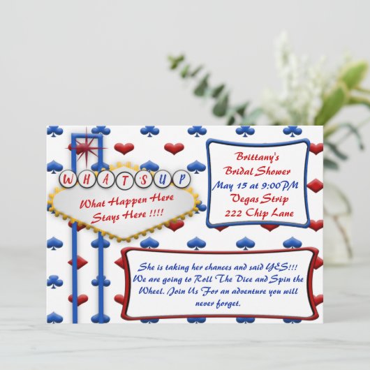 Las Vegas Casino  Style Party Invitation Kaart (Staand voorkant)