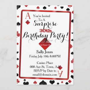 Las Vegas Casino Surprise Birthday Party Kaart