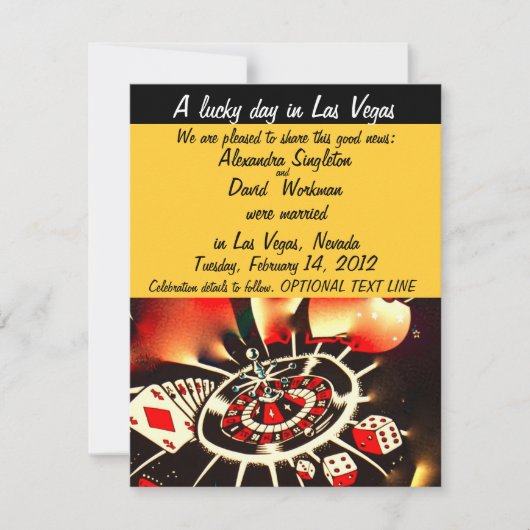 Las Vegas Casino Theme Marriage Announance Kaart (Voorkant)