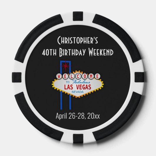 Las Vegas Casino Verjaardagsfeest Vakantie Trip Poker Chips (Voorkant)