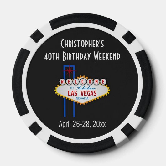 Las Vegas Casino Verjaardagsfeest Vakantie Trip Poker Chips (Achterkant)