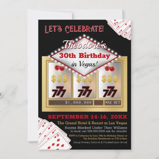  Las Vegas Casino Verjaardagsuitnodiging Kaart (Voorkant)