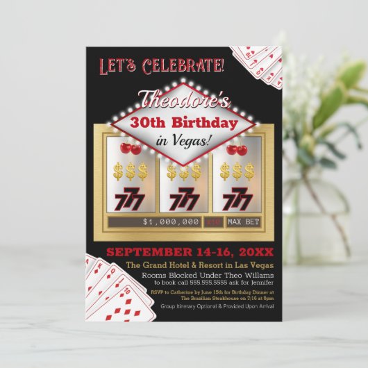  Las Vegas Casino Verjaardagsuitnodiging Kaart (Staand voorkant)