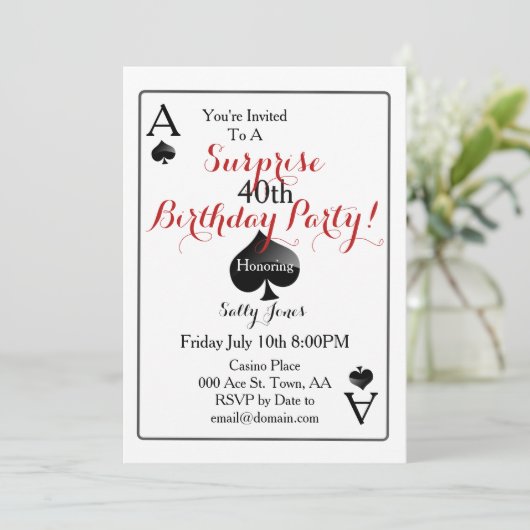 Las Vegas Casino Verrassingsfeest Kaart (Staand voorkant)