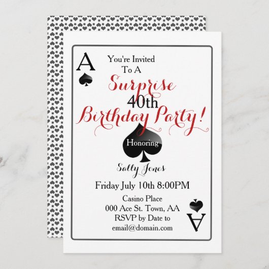 Las Vegas Casino Verrassingsfeest Kaart (Voorkant / Achterkant)