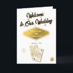Las Vegas Casino Wedding Order of Service Gold Programma<br><div class="desc">Een unieke hand getekend Las Vegas Casino thema bruiloft ontwerp. Een moderne bestemming Las Vegas,  Nevada bruiloft thema met speelkaarten,  casino gokken thema illustraties. Een faux gouden Las Vegas huwelijksorder van service programma kaart ontwerp ideaal voor casino thema bruiloften. Bijpassende huwelijksuitnodigingen en andere briefpapier items zijn ook beschikbaar.</div>