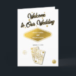 Las Vegas Casino Wedding Order of Service Gold Programma<br><div class="desc">Een unieke hand getekend Las Vegas Casino thema bruiloft ontwerp. Een moderne bestemming Las Vegas,  Nevada bruiloft thema met speelkaarten,  casino gokken thema illustraties. Een faux gouden Las Vegas huwelijksorder van service programma kaart ontwerp ideaal voor casino thema bruiloften. Bijpassende huwelijksuitnodigingen en andere briefpapier items zijn ook beschikbaar.</div>