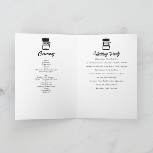 Las Vegas Casino Wedding Order of Service Programma (Binnen)