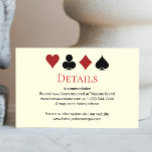 Las Vegas Casino Zwart Cream Bruiloft Details Informatiekaartje<br><div class="desc">Vertroebel je gasten door ze deze fantastische zwarte,  romige off-white en rode pokerspeelkaart te sturen,  past bij details bijsluiterkaart samen met hun uitnodiging. Ze zullen de informatie hebben die ze nodig hebben om hun reis te boeken en staan te wachten op deze zeker leuke bruiloft!</div>