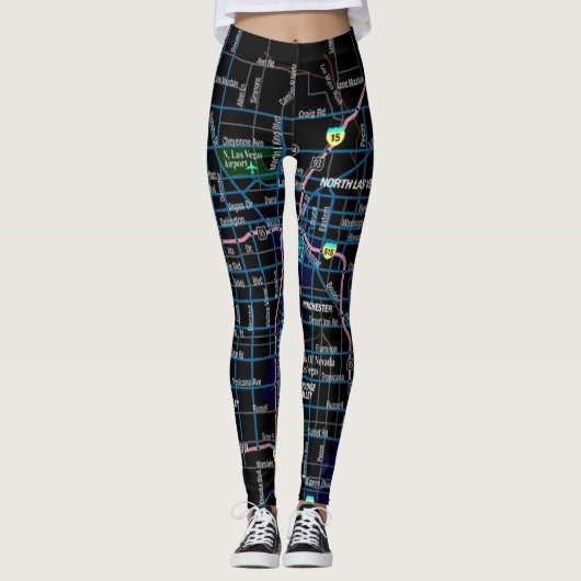 Las Vegas City Map Leggings (Voorkant)