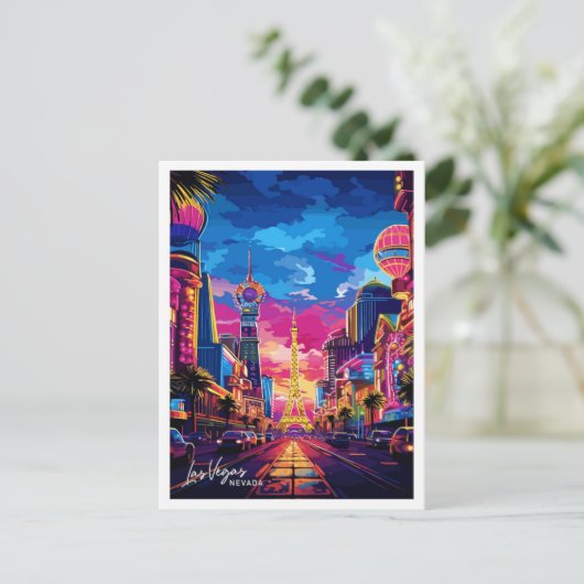 Las Vegas City Nevada Travel  illustratie Briefkaart (Staand voorkant)