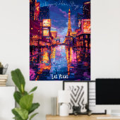 Las Vegas City Skyline Poster – iconische neonkuns (Thuiskantoor)