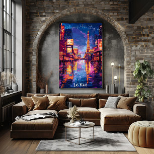 Las Vegas City Skyline Poster – iconische neonkuns