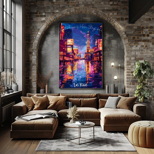 Las Vegas City Skyline Poster – iconische neonkuns