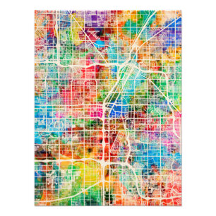 Las Vegas City Street Map Foto Afdruk