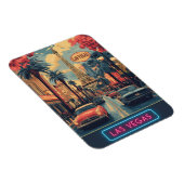 Las Vegas Cityscape met Eiffeltoren - Retro Magneet (Rechterzijde)