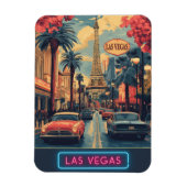 Las Vegas Cityscape met Eiffeltoren - Retro Magneet (Verticaal)