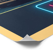 Las Vegas Cityscape met Eiffeltoren - Retro Poster (Hoek)