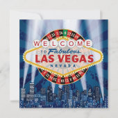 Las Vegas Cityscape Modern Unique Birthday Invite Kaart (Voorkant)